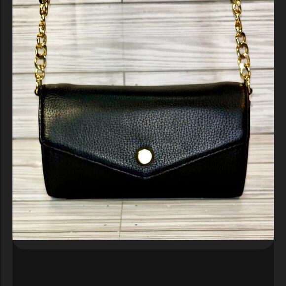 087- Stella Max Black Leather Cellphone Crossbody Shoulder bag - Picture 1 of 7